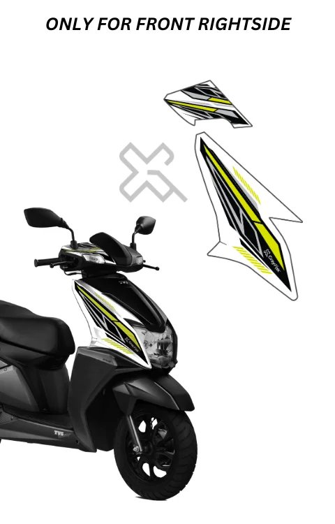 Front Side Half Sticker Compatible with Ntorq 125 | Sticker Compatible with Ntorq Made In Premium Gloss Vinyl With FPF(Fade Protection Film), Water Proof, Precut Sticker, Pack Of 1